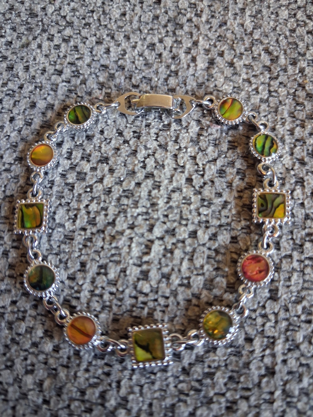 Multicolor Abalone Shell Silver-Link Bracelet - Women Jewelry